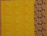 Trendy Yellow Georgette Sarees Floral & Leaf Print Broad Border Work Printed Sarees