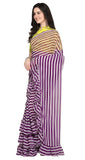 Women's Georgette Striped Design Ruffle Saree