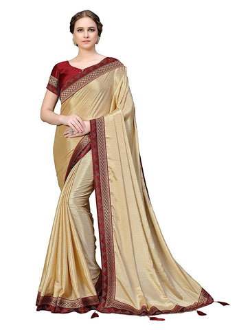 Women's Chiffon Poly Silk Tant Solid Fashion Saree with Blouse Piece