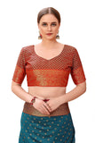 Women's Kanchipuram Cotton Blend Saree With Blouse Piece
