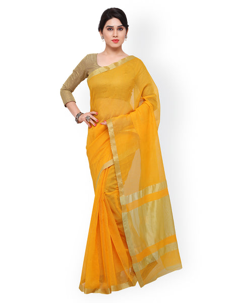 Yellow Bhagalpuri Art Silk Traditional Saree