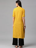 Yellow & Black Cotton Long Kurta With Palazzo Salwar Suits Online