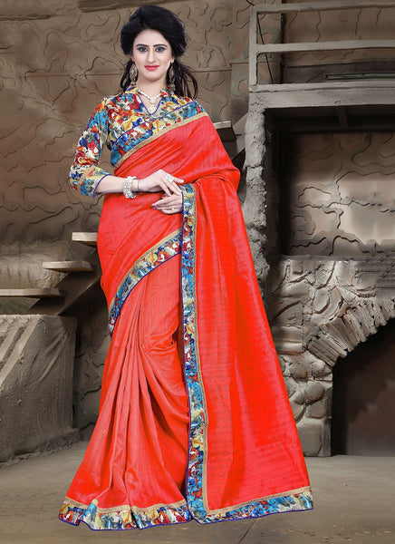 Urban-Naari-21715-Red-Colored-Bhagalpuri-Silk-Printed-Saree