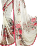 Shop Online Designer Printed White Saree For Women