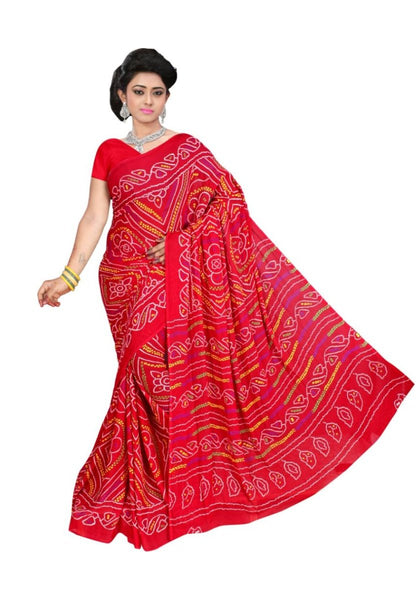 red-bandhani-saree-geometric-pattern-chunri-print-saree