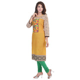 Occasional Stylish Cotton Yellow Kurti For Women