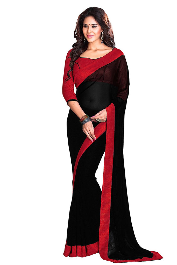 Top 71+ red blouse with black saree best