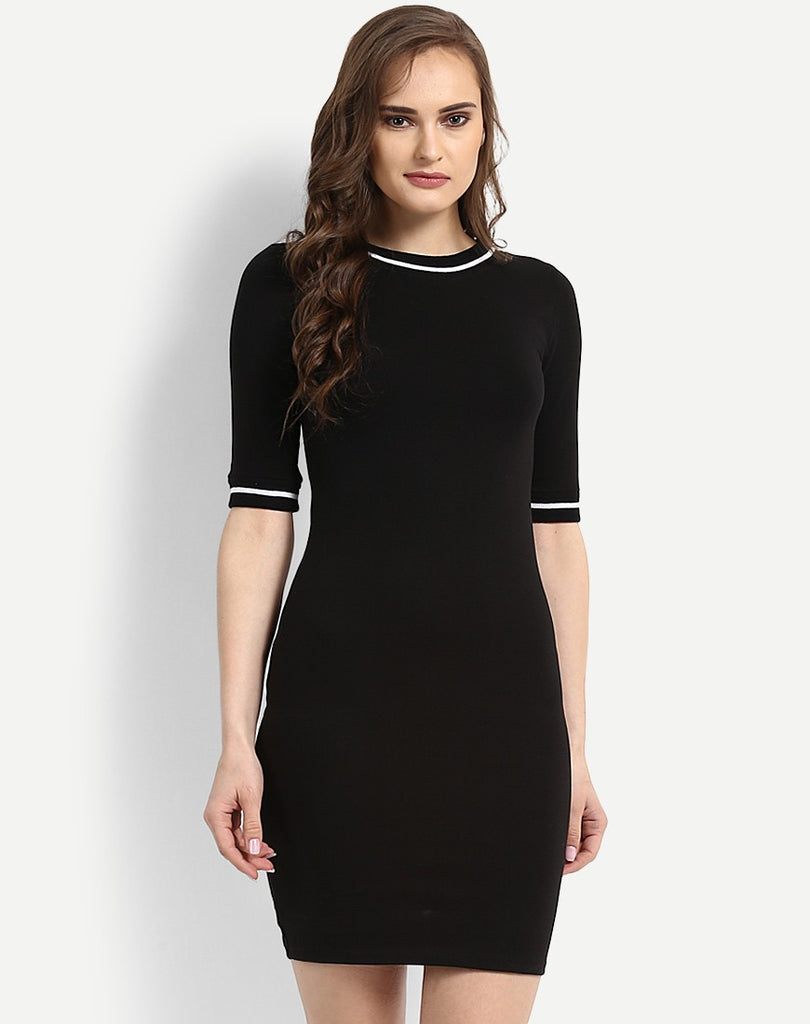 Black Shimmer Long Sleeve Wrap Top Ruched Midi Bodycon Dress – AX Paris