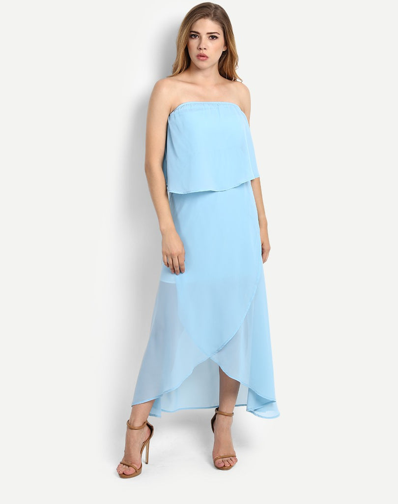 Buy Light Blue Long Sleeved Long Sheath Dress for Women Online in India