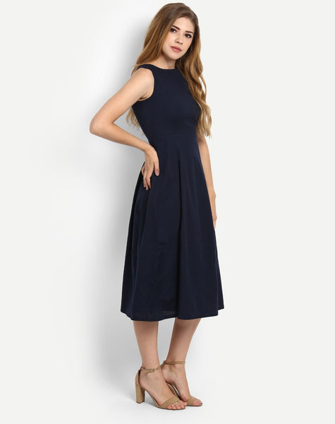 Buy Now Online Blue Colored Solid Shift Dress Designer Western Wear ...
