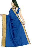 Blue Saree With Gold Border