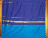 Blue Saree With Golden Border