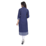 Elegant Trendy Printed Cotton Blue Kurti For Women