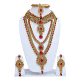 Bridal Jewellery Gold & Red Color Alloy Kundan with Stone Wedding Jewellery