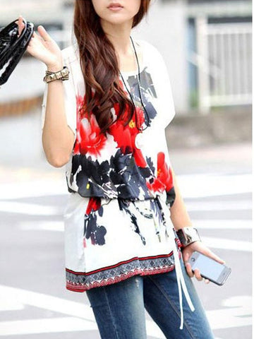New Design Chinese Painting Print Top With Slash Designer Tops