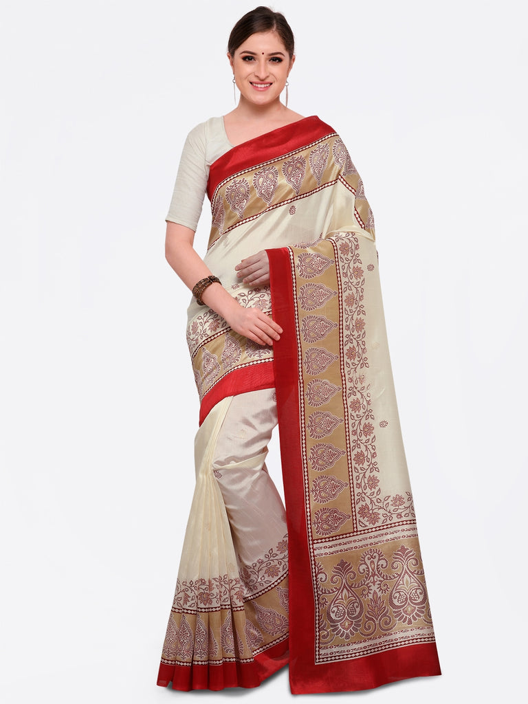 Buy Blissta Cream & Red Chequered Saree With Unstitched Blouse for Women  Online @ Tata CLiQ