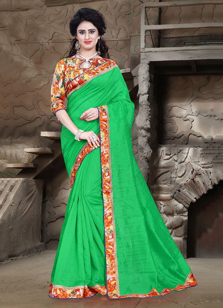 Urban-Naari-21713-Green-Colored-Bhagalpuri-Silk-Printed-Saree