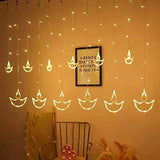 Diya Light Curtain Decorations 10 feet, 8 Flashing Modes in Warm White Color