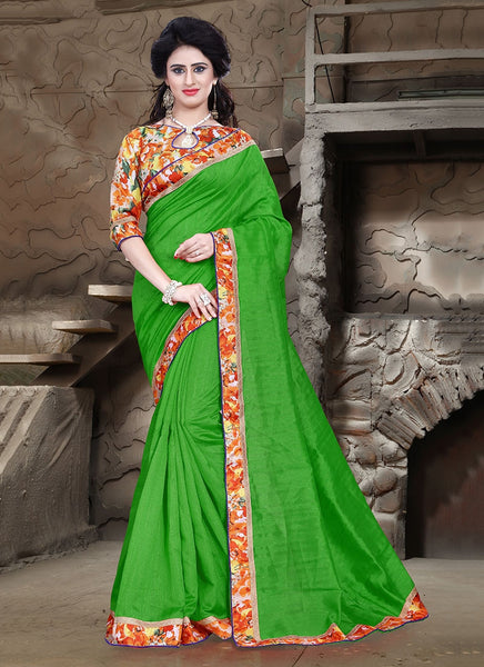 Urban-Naari-21710-Green-Colored-Bhagalpuri-Silk-Printed-Saree