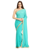 Latest Flygud Skyblue Designer Plane Georgette Party Wear Saree For Women