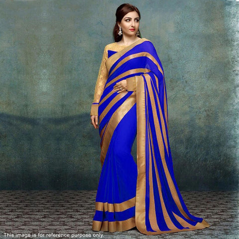blue-color-bollywood-sarees-with-golden-striped-pattern-soha-ali-khan's-designer-bollywood-sarees