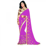 sophie-choudry's-purple-designer-bollywood-sarees-with-zari,-embroidery-&-shimmer-border-work
