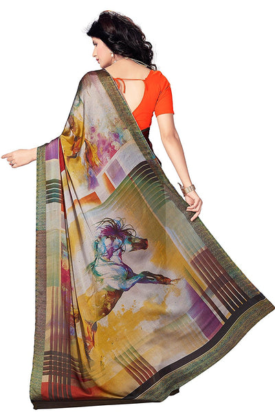 Gajji Silk Saree with Gotta Patti Border and kalamkari Digital Print -