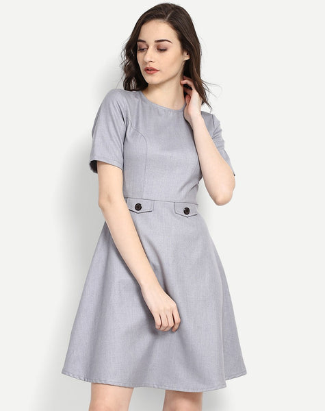 grey-colored-designer-skater-dress-half-sleeves-round-neck-midi-dress