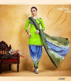 Light Green New Patiyala Dress Lawn Printed With Lace Border Un-Stitched Punjabi Suit