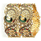 Designer Jewellery Dancing Peacock Traditional Antique Gold Plated Bangles For Women