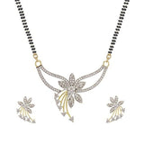 Designer American Diamond Gold Plated Mangalsutra With Chain And Earrings For Women