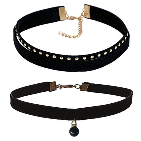 Black Choker Combo Of Two Necklace Jewellery For Girls/Women