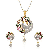 Designer Peacock Pendant Set With Chain Jewellery