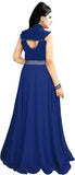 Latest Gown Navy Blue Color Plain Trendy Gown