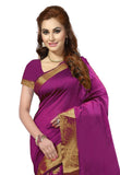Latest Designer Purple Color Cotton Silk Sari With Broad Border Sarees For Women