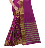 Latest Designer Purple Color Cotton Silk Sari With Broad Border Sarees For Women