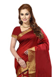 Designer Maroon Casual Wear Cotton Silk Saree With Broad Border And Golden Circle Print Pure Cotton Silk Sari