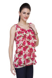 Pink Color Georgette Floral Print Sleeveless Round Neck Printed Casual Top