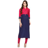 Embroidered Cotton Blue Kurti For Women