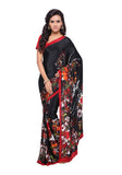 Crepe Sarees Casual Wear Designer Crepe Sarees With Red Plain Blouse