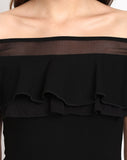 off-shoulder-ruffle-sleeve-black-dress-for-women-dress-bodycon-dress
