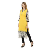 Stylish Casual Floral Georgette Yellow Kurti For Women