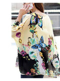 Latest Design Top Love Of Butterfly Apricot Oversize Chiffon Blouse Tops For Girls