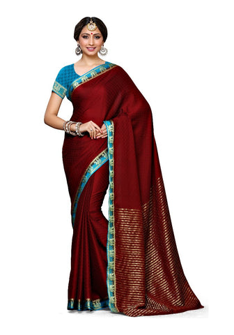 Designer Bridal Kanjivaram Style Crepe Sarees Swan Print Designer Border & Golden Stripped Pallu