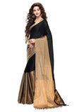 black-plain-handwoven-sarees-with-golden-broad-border-work-handwoven-cotton-sarees