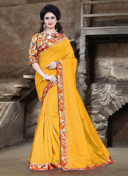 Urban-Naari-21703-Mustard-Colored-Bhagalpuri-Silk-Printed-Saree