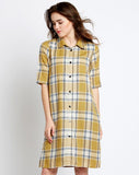 designer-shirt-dresses-online-mustard-check-printed-shirt-dress