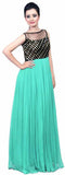 Partywear Gown Light Green & Black Color Checked Print Gown
