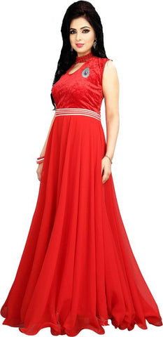 Designer Wedding Gowns Hot Red Color Partywear Gown