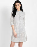 white-&-black-lining-printed-shirt-dress-full-sleeves-midi-dress